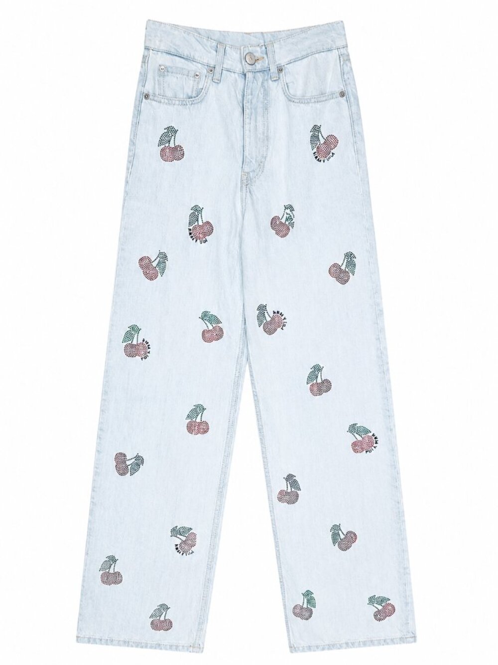 Bimba y Lola Cherry Embellished Wide Leg women's Jeans Light blue Wash